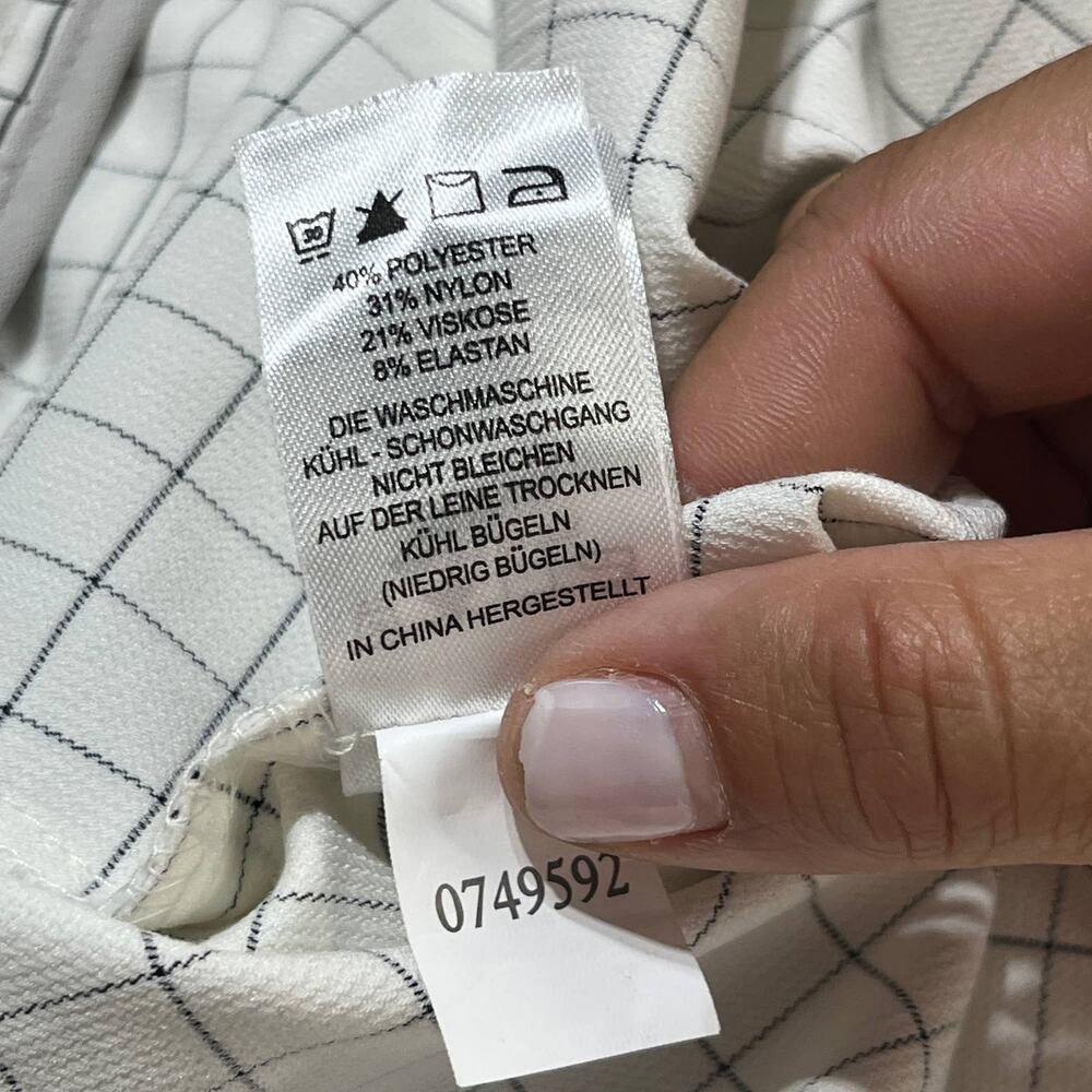 Massimo Fabbro Italy Plaid Pull On Academia Career Pants Women Black White Sz 12 - Picture 5 of 8